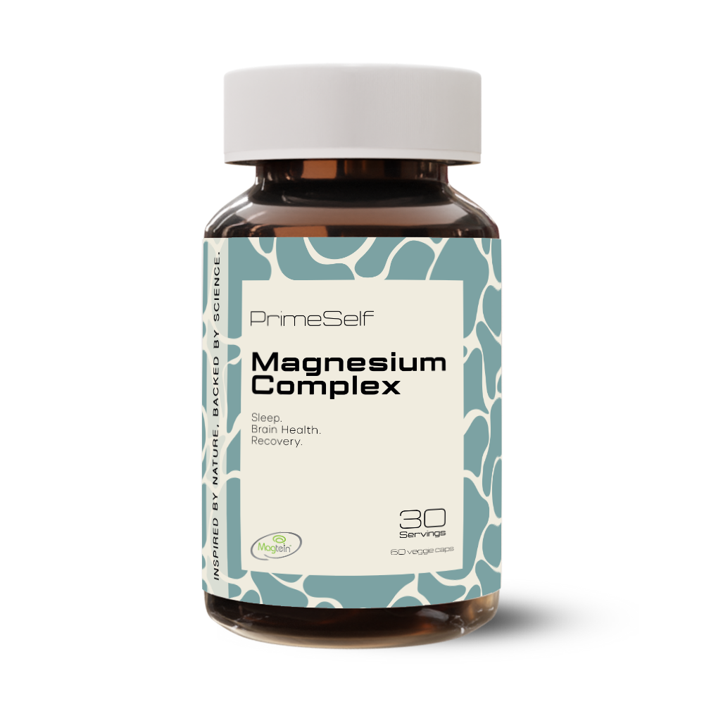 Bottle of PrimeSelf Magnesium Complex on a white background