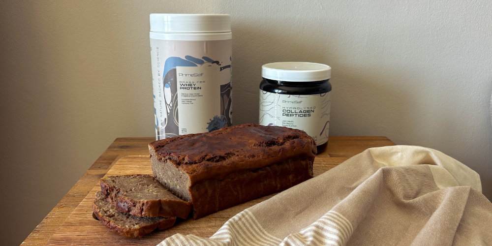 High-protein collagen chocolate banana loaf recipe - PrimeSelf blog