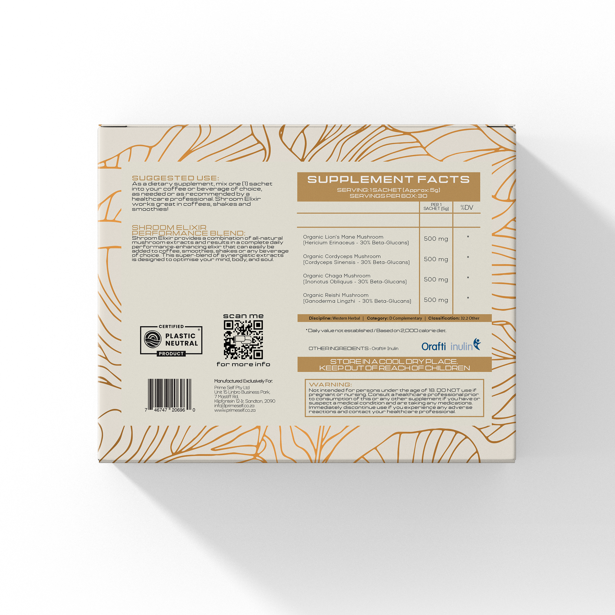 Shroom Elixir Sachets - sachet packaging detail view - PrimeSelf