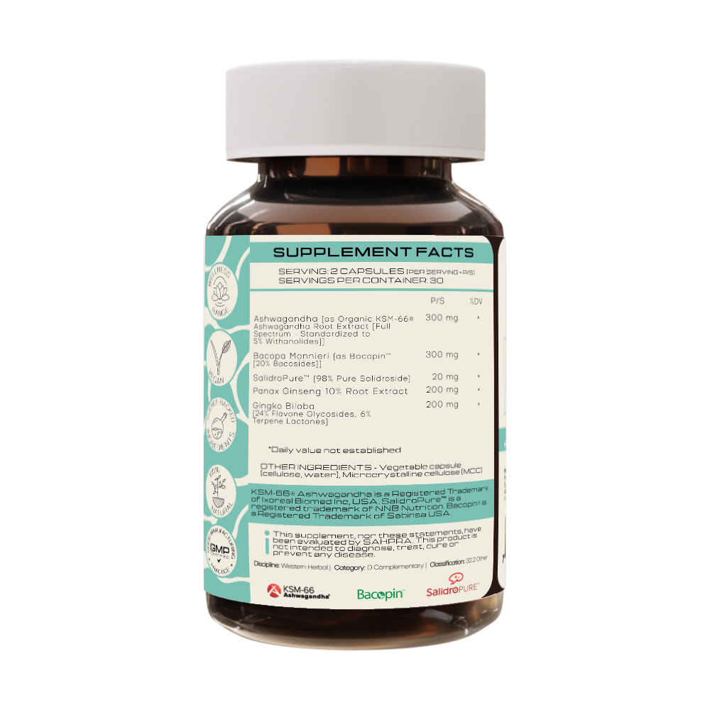 Adaptogen Complex - back label supplement facts - PrimeSelf