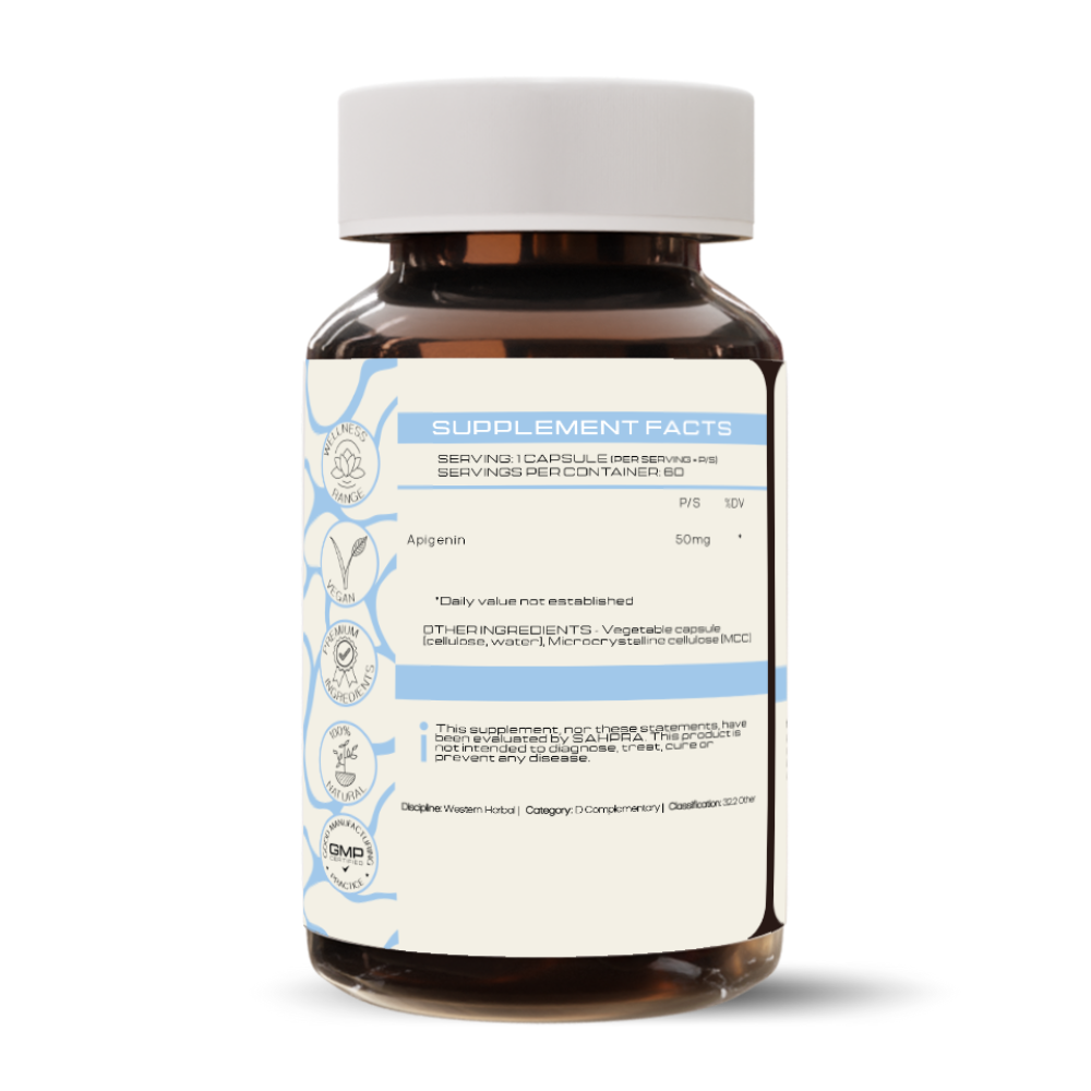 Apigenin - back label supplement facts - PrimeSelf
