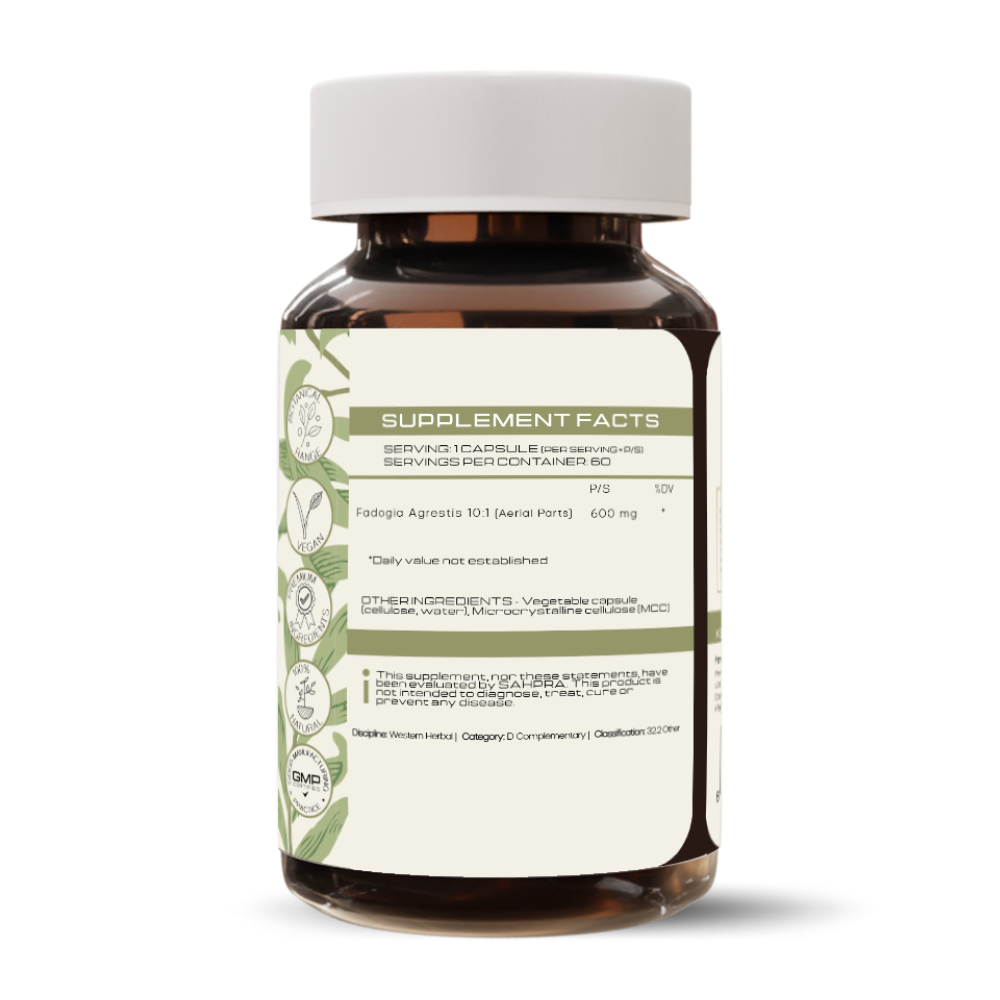 Fadogia Agrestis - back label supplement facts - PrimeSelf