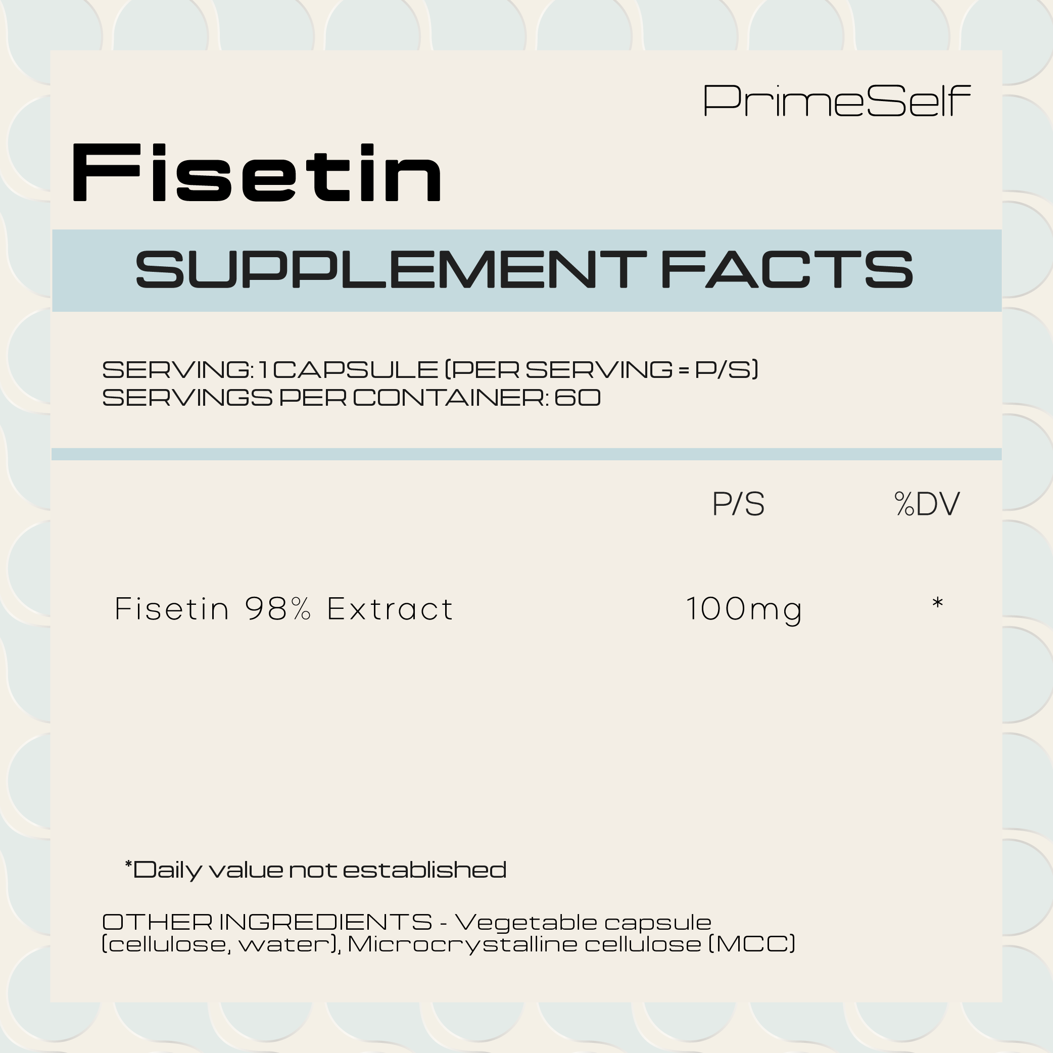 Fisetin - supplement detail view - PrimeSelf