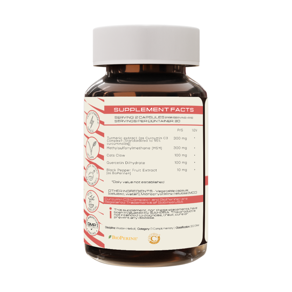 Supplement bottle with label on a white background