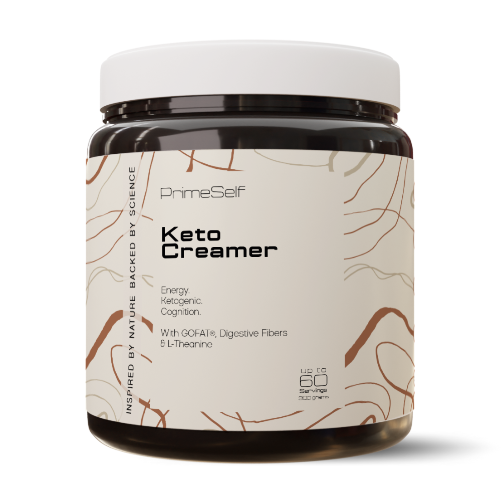 Keto Creamer - front view keto MCT fat creamer tub - PrimeSelf