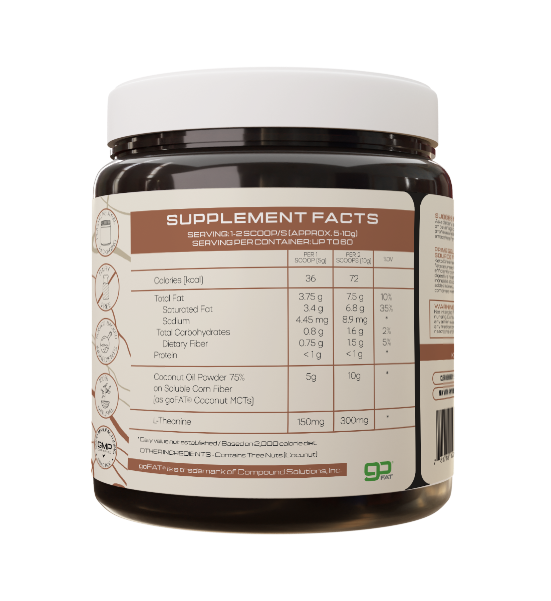 Keto Creamer - supplement tub with ingredients label - PrimeSelf