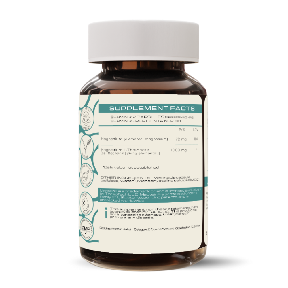 Magnesium L-Threonate - back label supplement facts - PrimeSelf