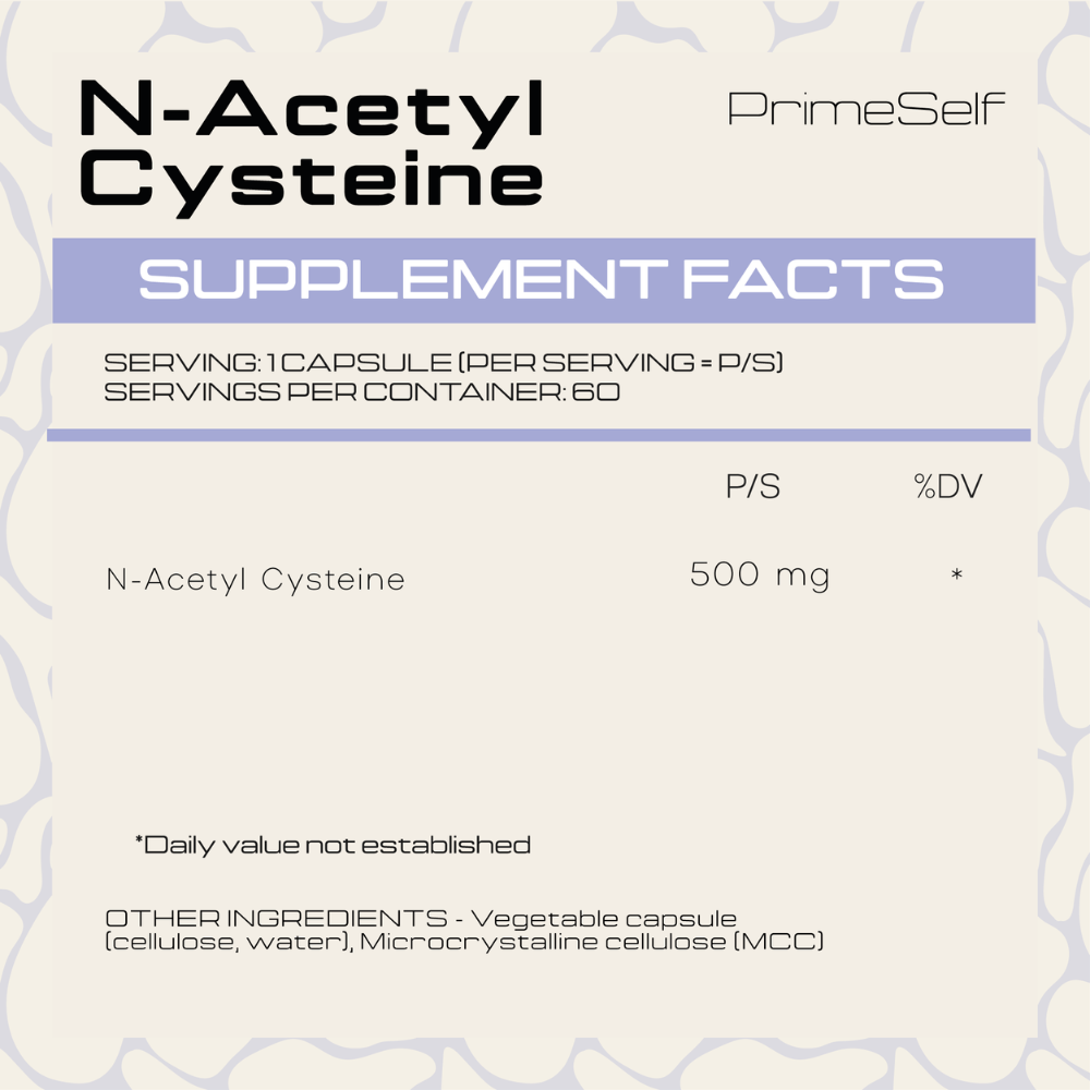 N-Acetyl Cystine (NAC) - antioxidant supplement detail view - PrimeSelf