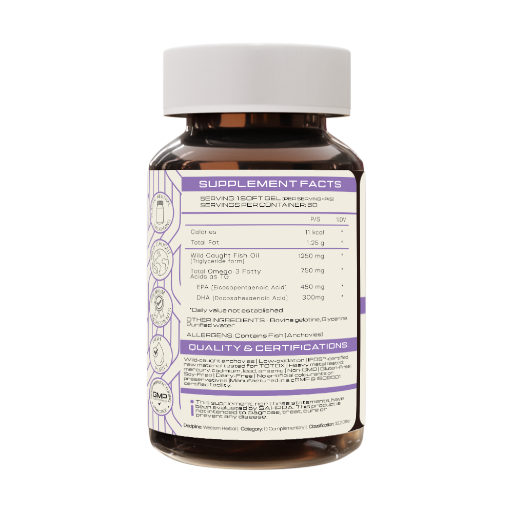 Essential Omega + - back label supplement facts - PrimeSelf