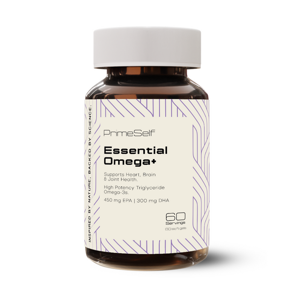 Essential Omega + - front view premium fish oil and omega supplement - PrimeSelf