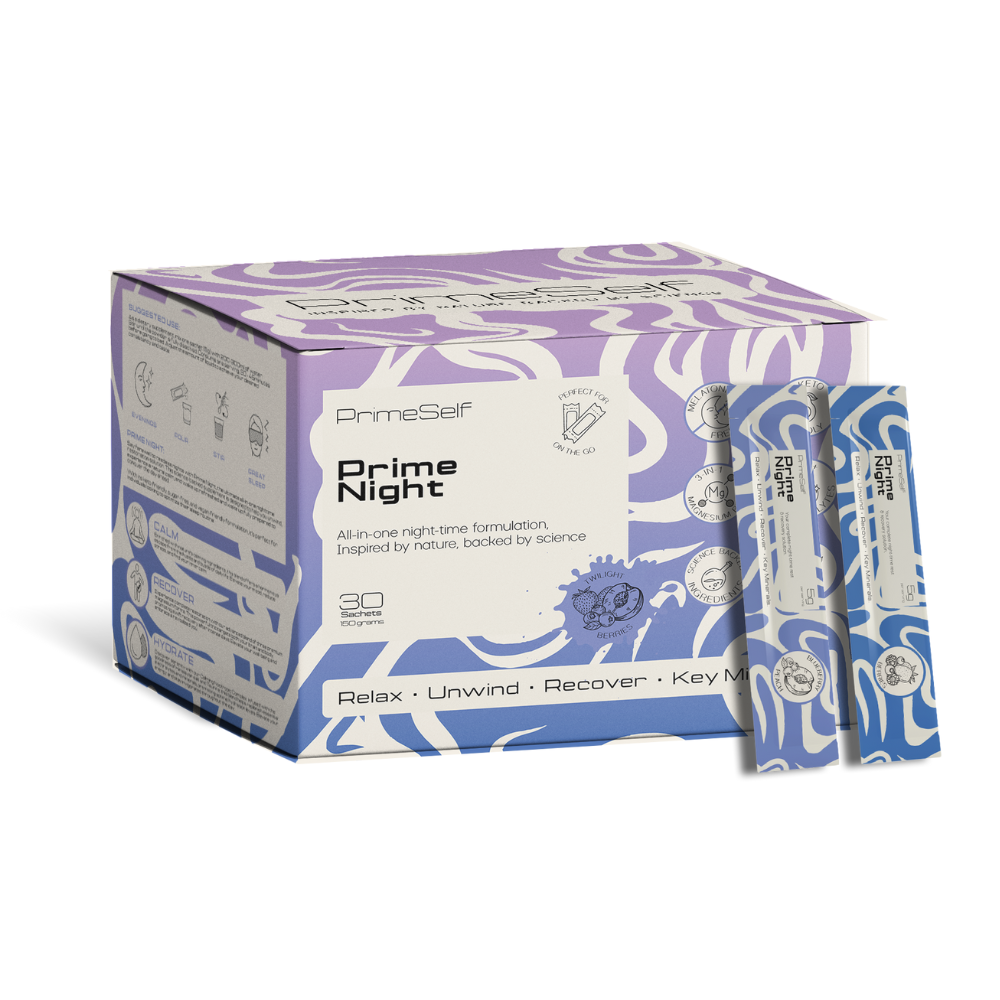 Prime Night - front view nighttime sleep support sachets - PrimeSelf