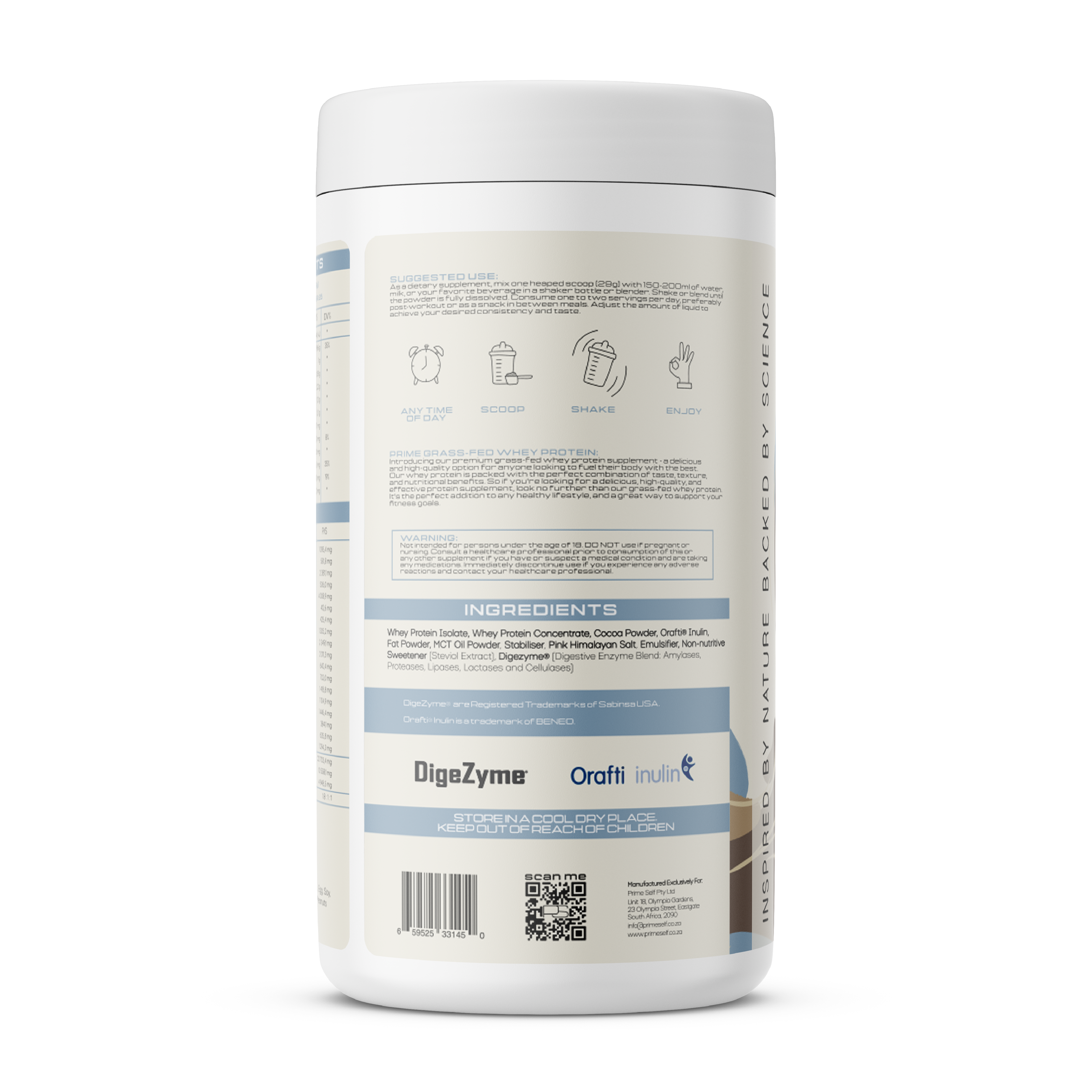 Grass-Fed Whey Protein - tub product view - PrimeSelf
