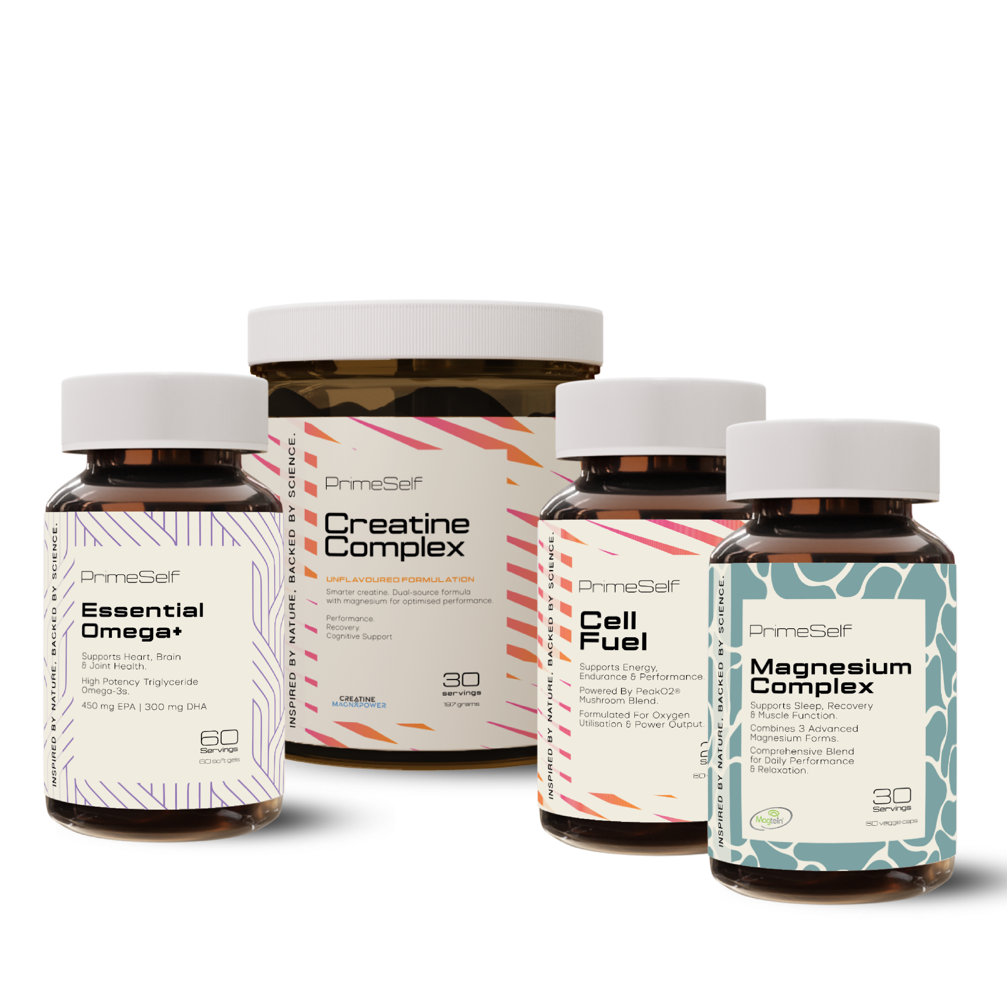 The Athletic Performance Stack - front view athletic supplement bundle - PrimeSelf