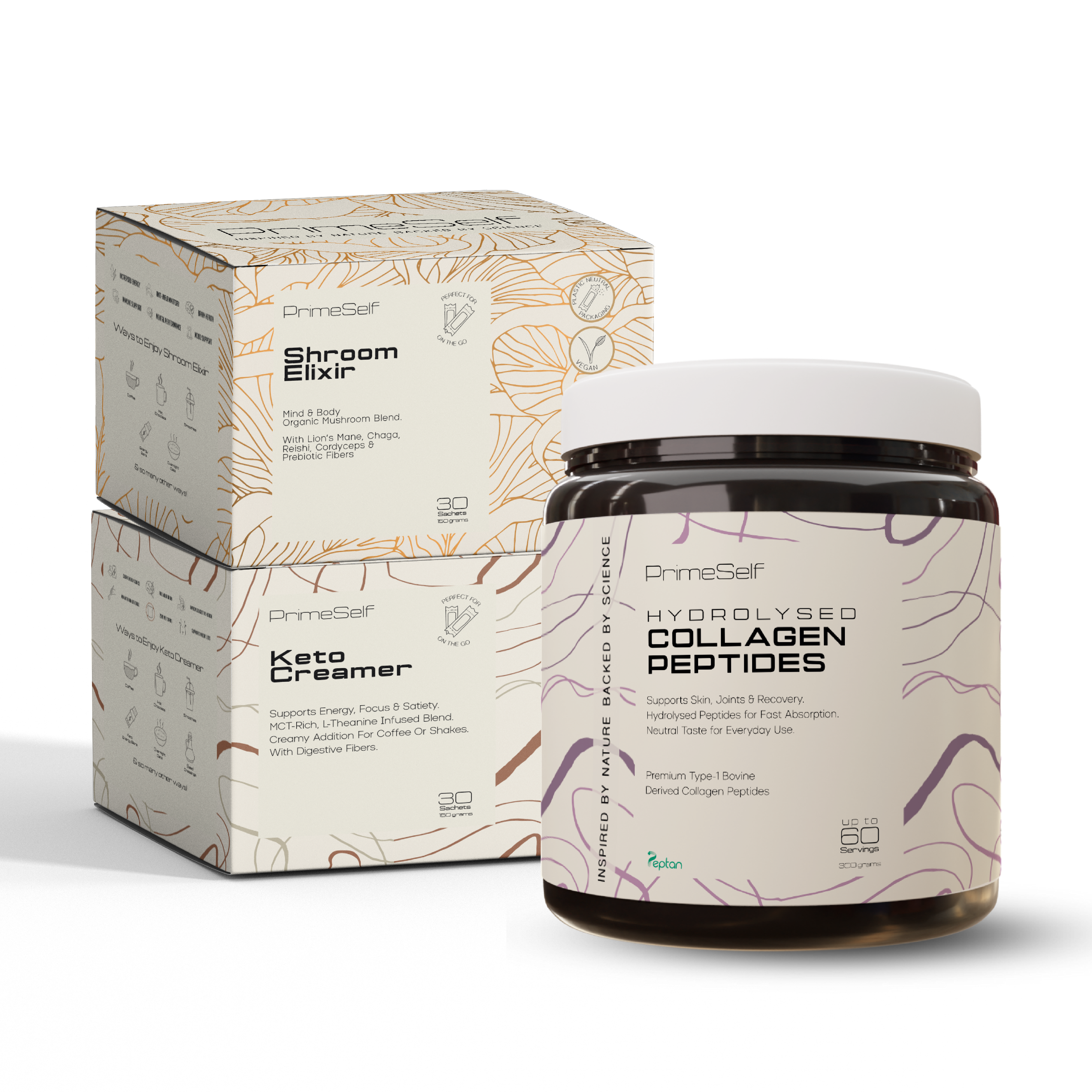 Coffee Upgrade Stack - front view coffee enhancement supplement bundle - PrimeSelf