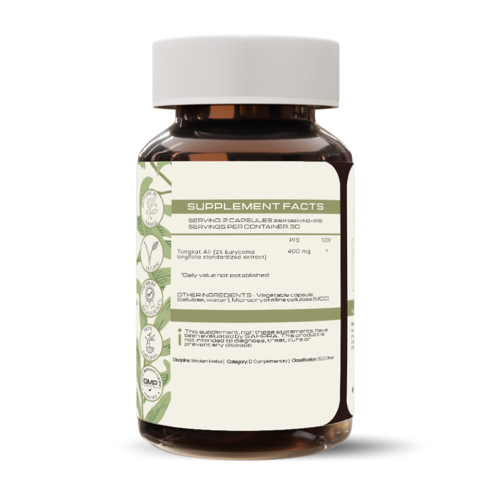 Tongkat Ali - back label supplement facts - PrimeSelf