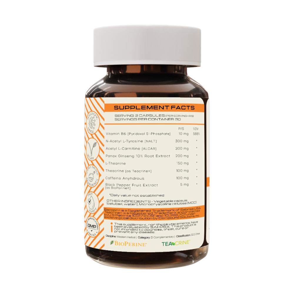 Total Focus - back label supplement facts - PrimeSelf