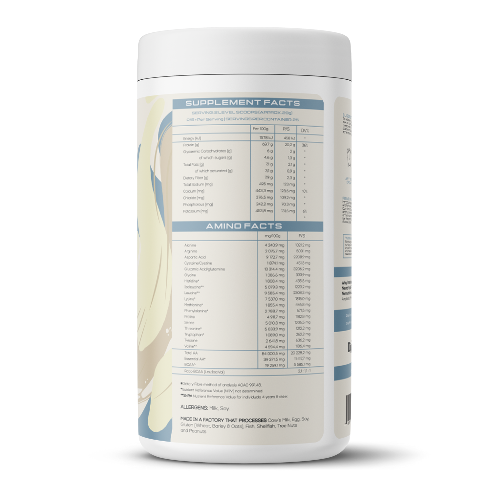 Grass-Fed Whey Protein - vanilla flavour front view - PrimeSelf